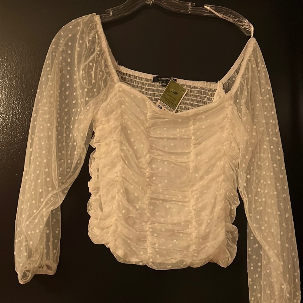 New white 14 Jr woven top with tags.